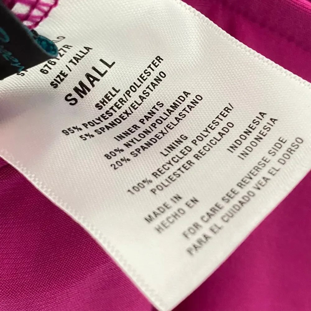 NEW AQUA GREEN Pink Keyhole Blouson Romper Swimsuit Size Small Mesh Overlay